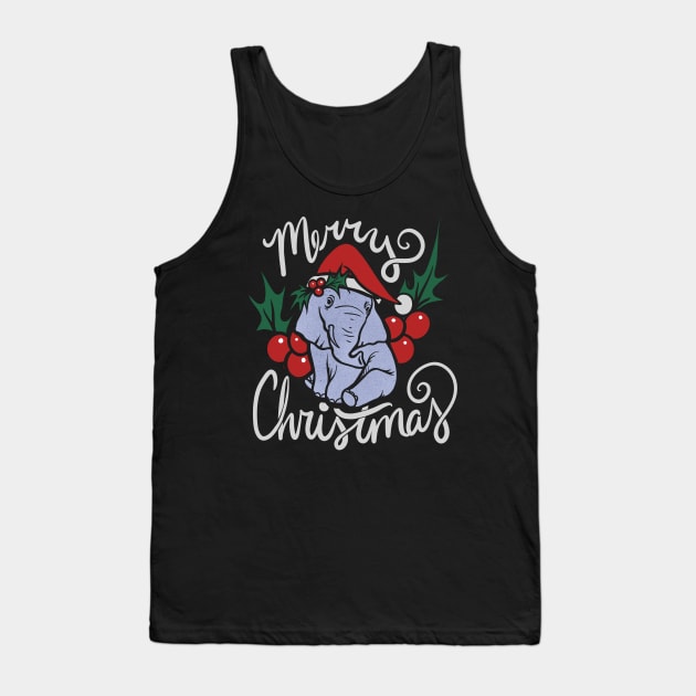 Merry Christmas Elephant Tank Top by bubbsnugg